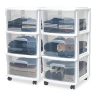 Carrito Organizador De Almacenamiento Homz De 3 Niveles Con 3 Cajones, Paquete De 2, Blanco
