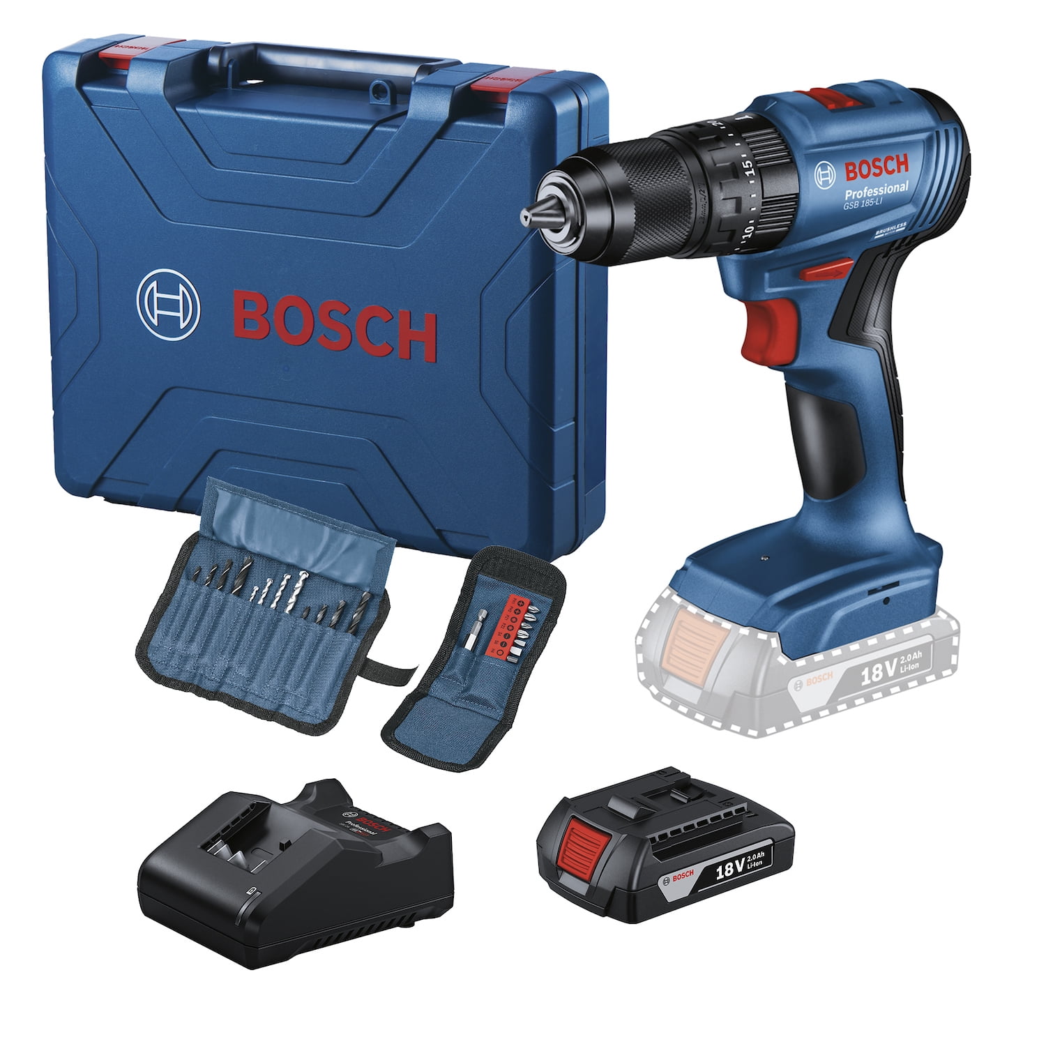 Bosch - Taladro Atornillador Percutor 18v 50nm+ Accesorios Gsb185-li