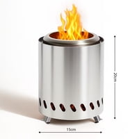 Xusx111 - Fuego Portátil De La Mesa Con Soporte, 8.5 ""Acero Inoxidable Mini Al Aire Libre Bajo Humo Quemando Fuego De La Mesa Alimentado Por Pellets O Madera, Para Acampar Al Aire Libre