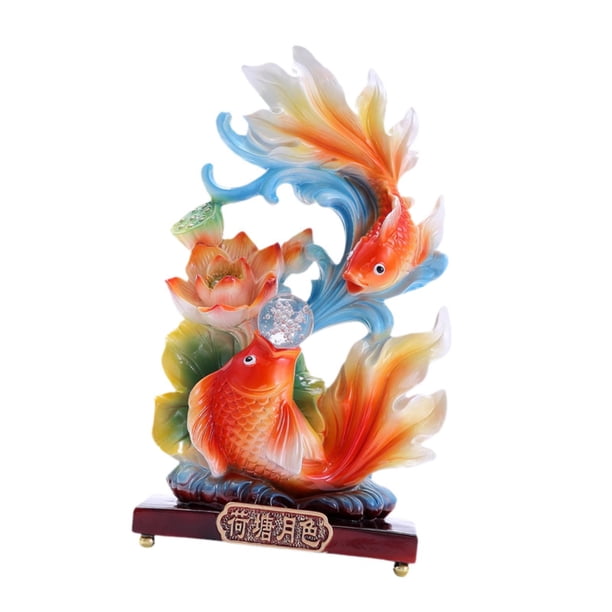 Estatua de Feng Shui chino, carpa saltando, vacaciones, cumpleaños, decoración de escritorio, escultura Koi para decoración del hogar y la sala de