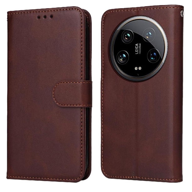 Funda Billetera para Xiaomi 14 Ultra con Porta Tarjetas y Soporte Ajustable Marrón