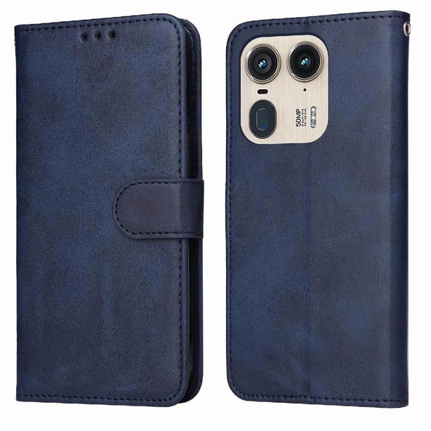 Funda Billetera para Motorola Edge 50 Ultra 5G con Porta Tarjetas y Soporte Ajustable Azul