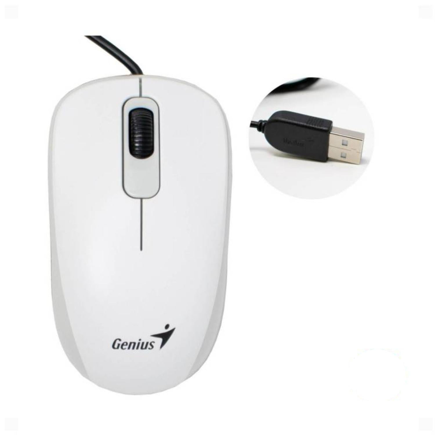 Genius - Mouse Alambrico 3 Botones 1000dpi Dx-110 Blanco