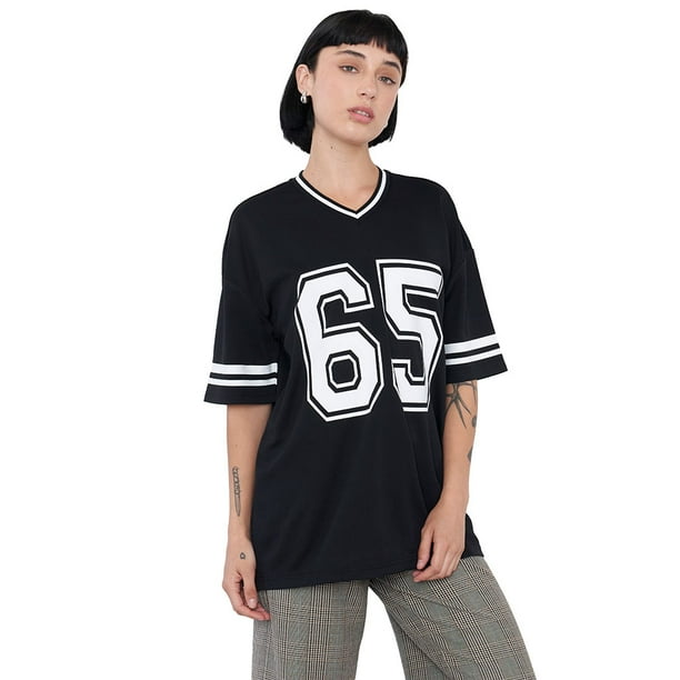 Polera Mujer Oversize Cuello V Negro Corona