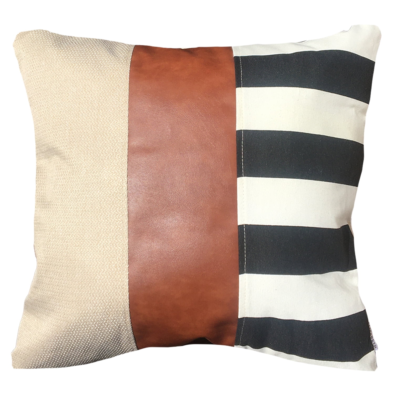 Elizabeth Peper - Funda Cojin Decorativo Ecocuero Rayas Blanco Y Negro 45x45