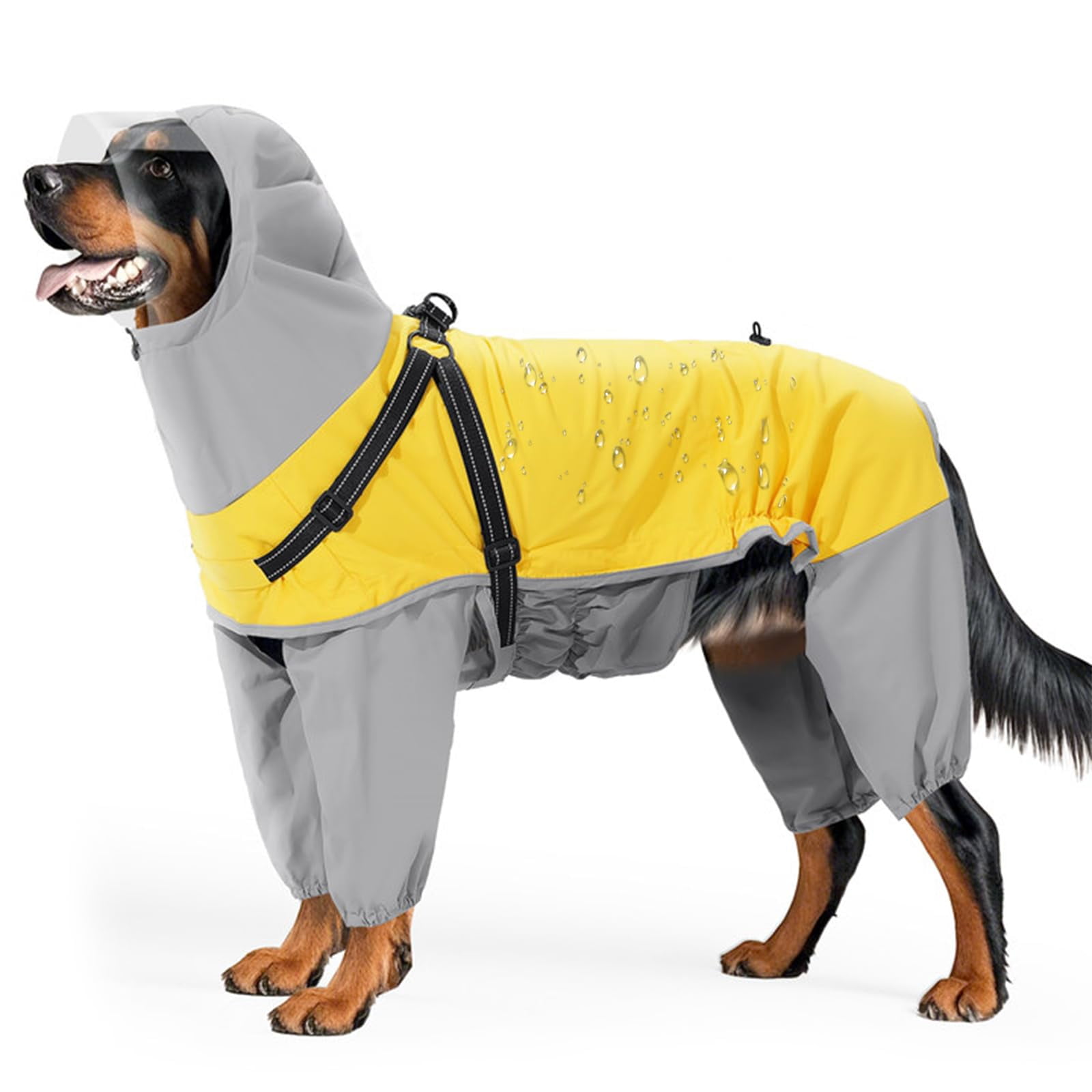 Xusx111 - Abrigo De Lluvia Para Perros: Chaqueta De Lluvia Para Perros Con Arnés Y Capucha Reflectantes | Abrigo De Lluvia Impermeable Para Perros Grandes Y Medianos Para Perros Pequeños (amarillo - M