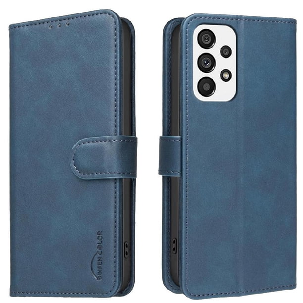 Funda Billetera para Samsung Galaxy A33 Protección RFID y Soporte Ajustable Azul