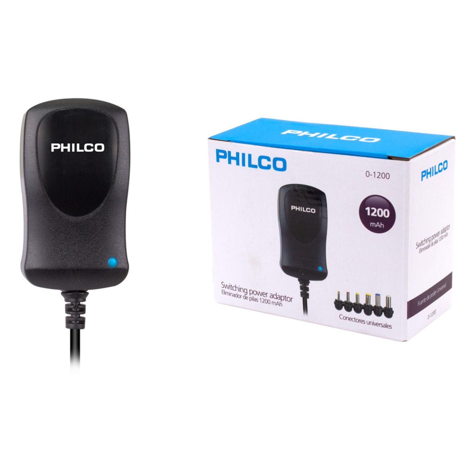 Philco - Eliminador De Pilas 1200mah 6 Puntas Diferentes Negro