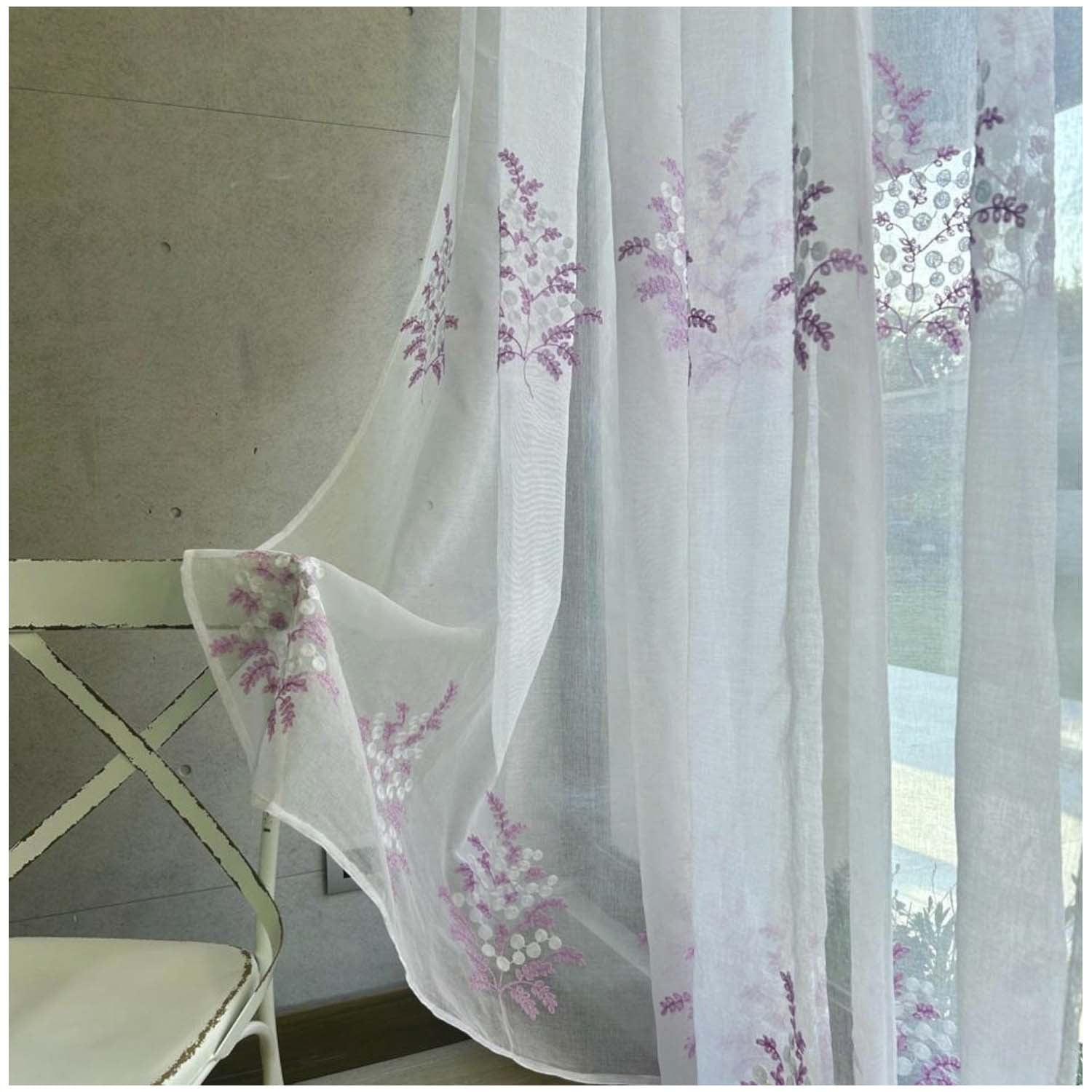 Wyj Hogar - Set De 02 Visillos Bordados Con Argollas 140x230 Cm Mod01