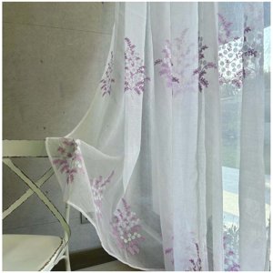 Wyj Hogar - Set De 02 Visillos Bordados Con Argollas 140X230 Cm Mod01