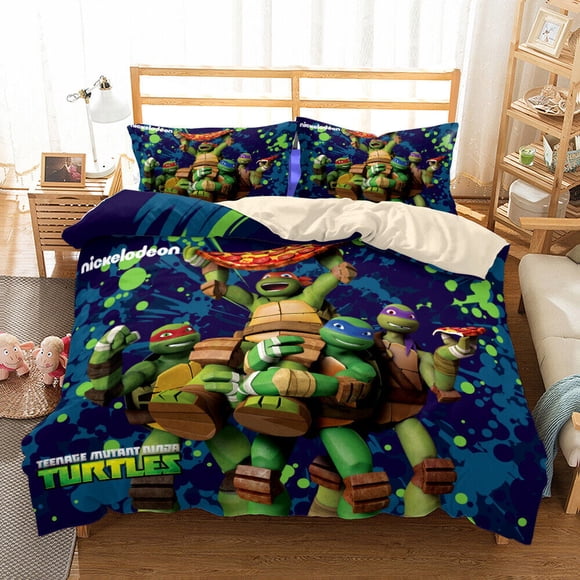 Teenage Mutant Ninja Turtles Bed Quilt Cover Set3-Piece Bedding Set (1 Duvet Cover + 2 Pillow Shams)