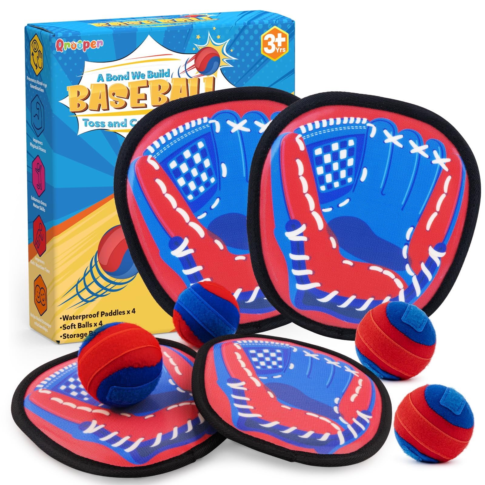 Juego De Juguetes De Playa Toss And Catch Ball De Qrooper Para Niños De 3 A 7 Años