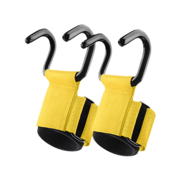 Gancho de pescado de fitness, cinturones de muñeca acolchados, ropa dura, no deslizamiento, para ejercicios en el gimnasio, para hombres y mujeres, pa Amarillo