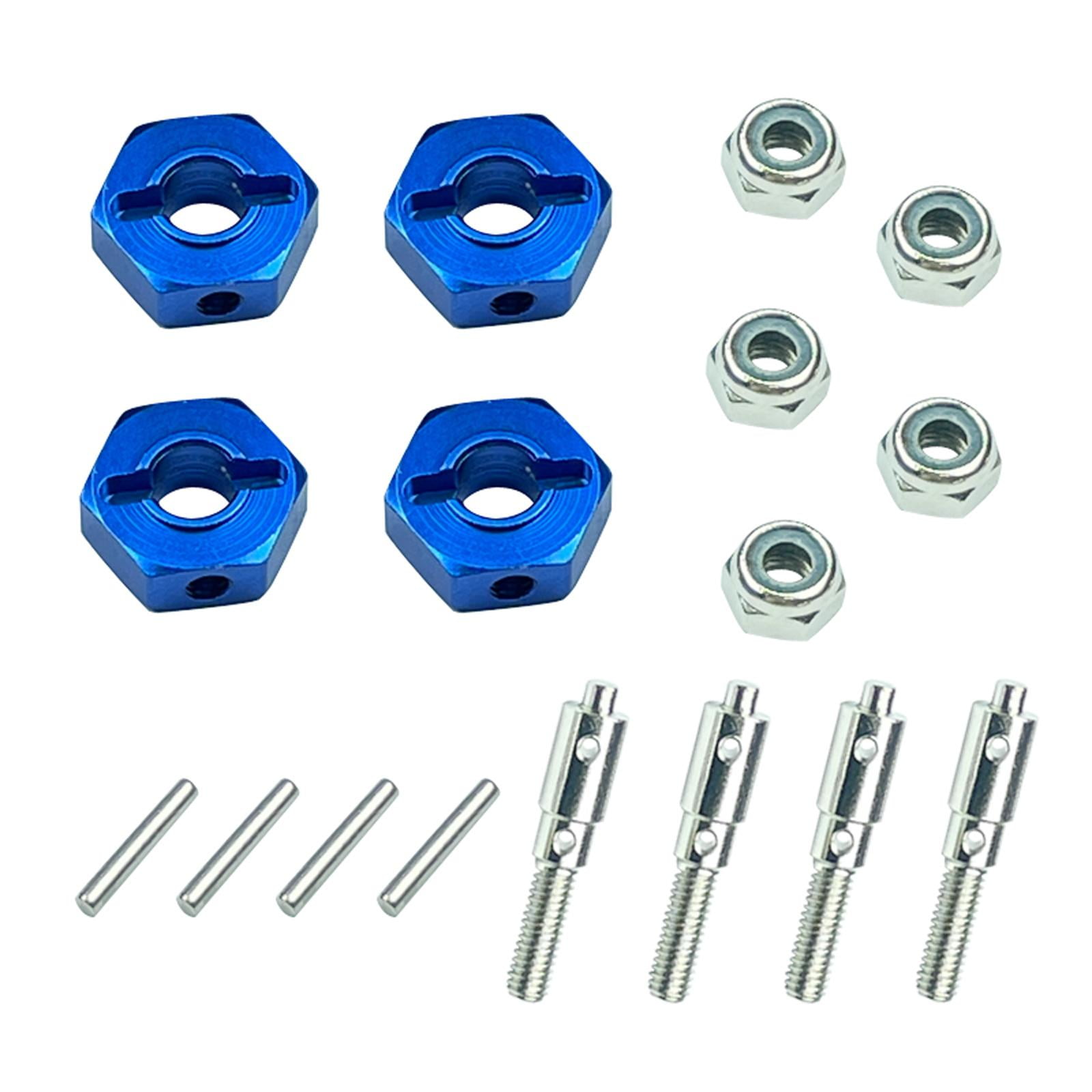 Magideal - 4 Piezas Rc Coche 12mm Rueda Cubos Hexagonales Adaptador Tuercas De Seguridad Con Pasadores Tornillos Para 1/12 Escala Rc Remolque Coche Diy Piezas De