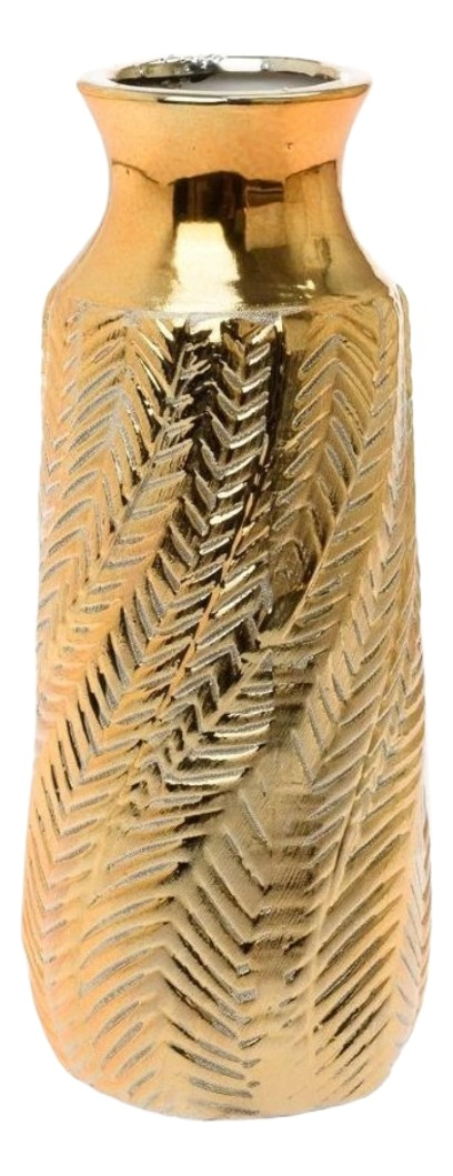 Genérico - Florero Jarrón Decorativo Dorado Textura Relieve Moderno Jhn