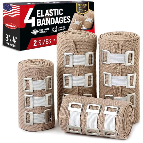 Venda Elástica De Compresión Premium 4 Paquetes + 12 Clips