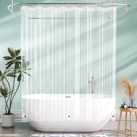 Forro de ducha AmazerBath 183 × 165 cm Transparente PEVA con 3 imanes