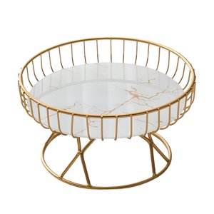 Magideal - Cuenco Para Servir Con Soporte De Fruta De Alambre De Hierro De Metal Dorado, Construcción De Malla Minimalista Elegante Decoración De Vacaciones De U , Talla S