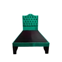 Flobal - Cama 1 Plaza Ovalado Verde Esmeralda 90X190 Cm, Incluye Base + Respaldo