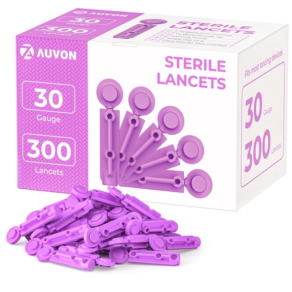 Lancetas para Sangre AUVON calibre 30 con tapa giratoria, paquete de 300