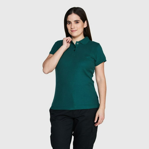 Polera Pique Tc Mc Mujer verde oscuro XS