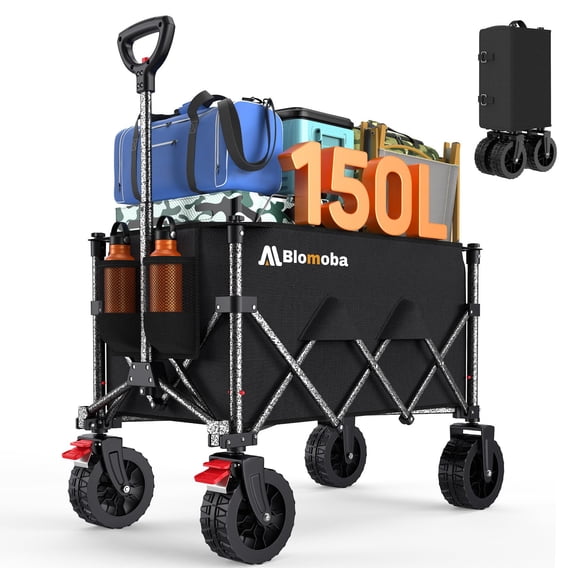 Carrito plegable Blomoba de 150 L, resistente, negro