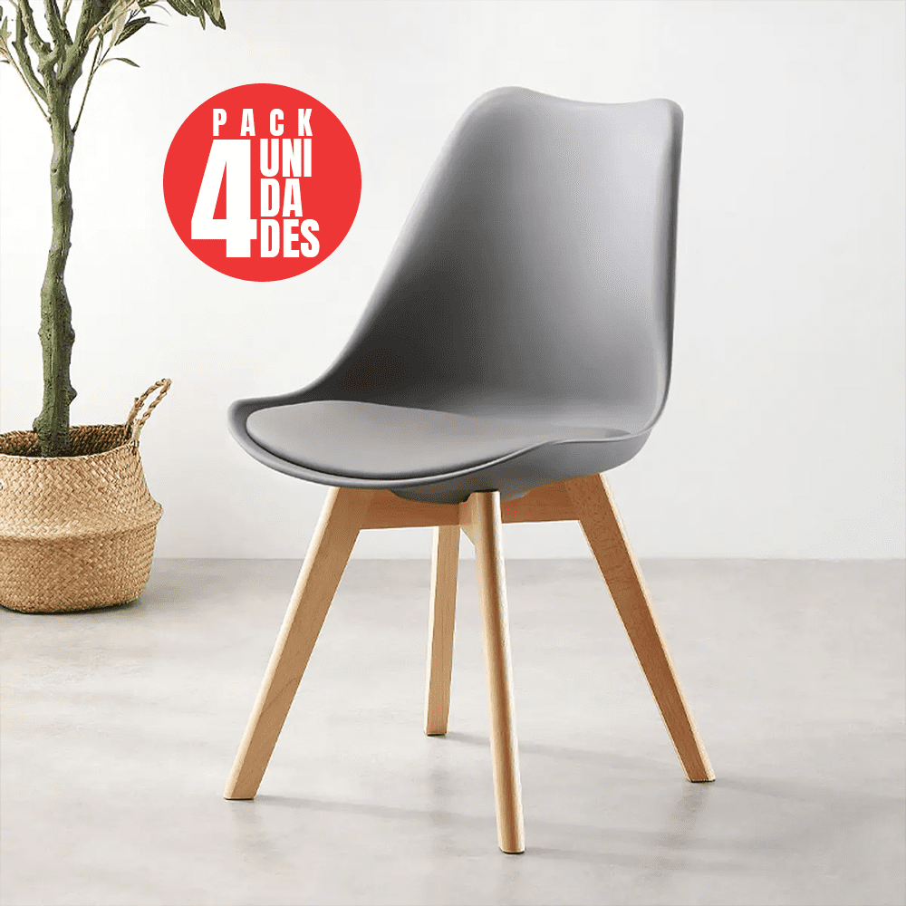 Casabella - Pack 4 Sillas Tulip Eames Dsw Gris
