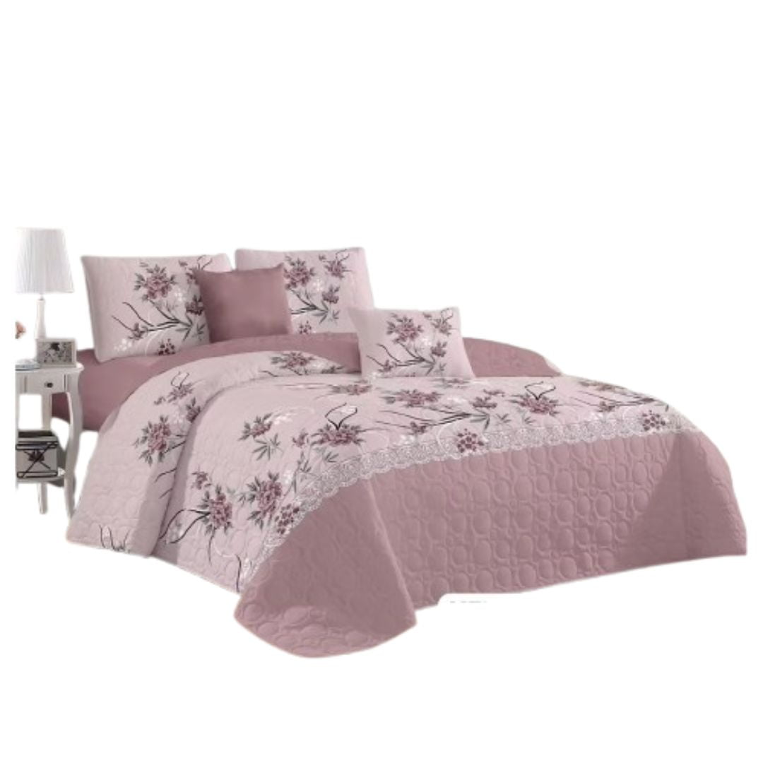 Genérico - Cubrecama Quilt Verano 2 Plazas - Blanco Flores Azules Kfl659