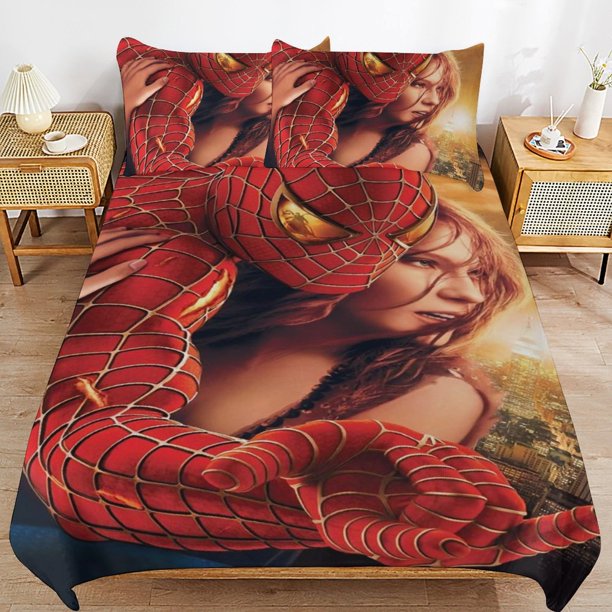 Spider-Man Bedding Sets Ultra Soft Skin-Friendly Duvet Cover 3 Piece, Cute Comforter Cover Bed Set for Boys Girls Kids