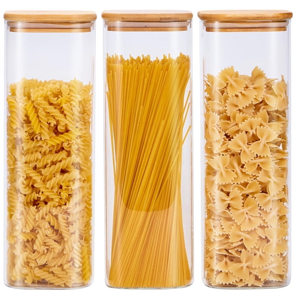 Tarros de vidrio para alimentos Spreccio cuadrado con tapas – Set de 3 unidades