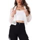 thumbnail image 1 of Chaqueta Bomber Transparente para Mujer INSPIRE CHIC Cuello Simulado Cremallera Ligera Blanca S, 1 of 6