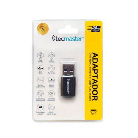 Adaptador Usb-C H/ Usb-A M 3.0 Sincronizacion + Carga Tecmaster Tm-100538-Gs