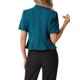 thumbnail image 3 of INSPIRE CHIC Blazer de Trabajo para Mujer sin Cuello con Frente Abierto y Cárdigan Recortado L Azul Verde, 3 of 6