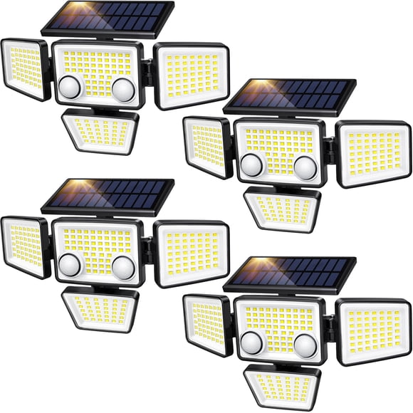 Luces Solares 188 Led 3000lm Con Sensor De Movimiento Ip65 Paquete De 4 Unidades
