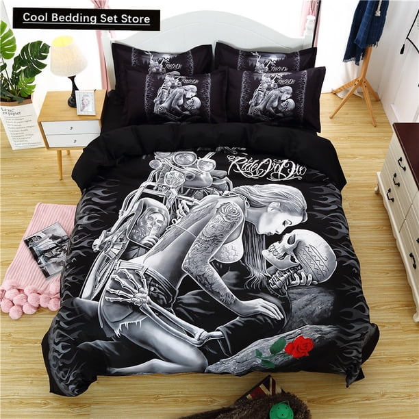 Sexy Beauty Skeleton Girl Bedding Set Duvet Cover Polyester Comforter Cover Twin Size Luxury Fashion Gift Bed Sheets