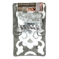 Set De Baño 15Pcs Jacquard / Flores Gris Blanco – Doral