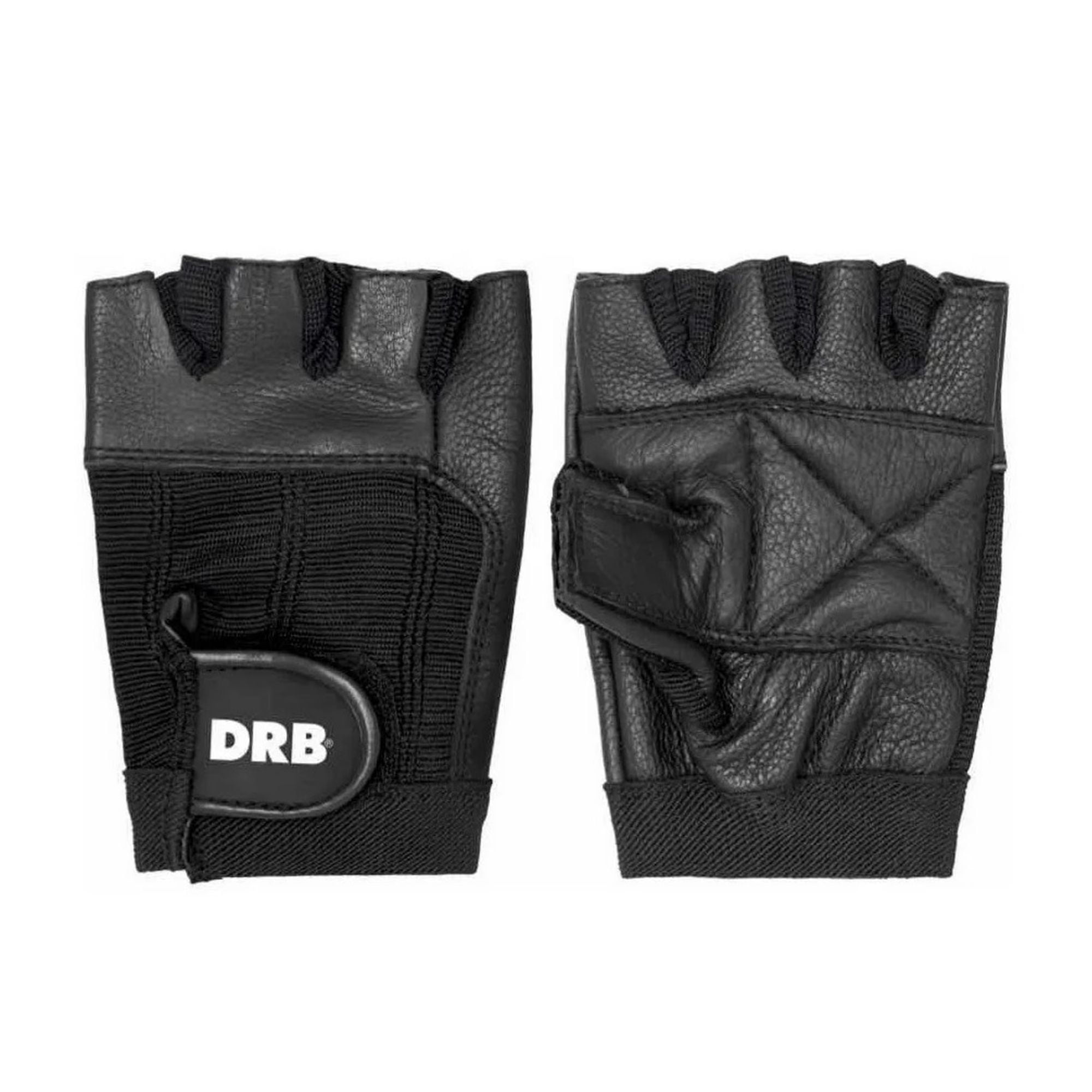 Guantes Fitness Cuero Spandex Drb Negro Pesas Y Gimnasio