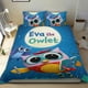 thumbnail image 1 of Eva el Búho Conjunto de sábanas temático, trío de piezas, cómodo y amigable con la piel, diseño único, regalo de decoración para el hogar para familiares, amigos y fans,173cm *218cm, 1 of 6