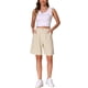 thumbnail image 2 of INSPIRE CHIC Shorts para Mujer de Cintura Alta de Lino Pierna Ancha Cintura Elástica Shorts de Verano Elegantes y Casuales Bermuda L Albaricoque, 2 of 5