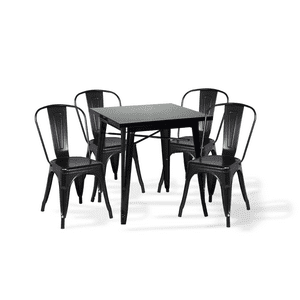 Klik Muebles - Comedor Mesa Tolix 80X80Cm + 4 Sillas Tolix Negras
