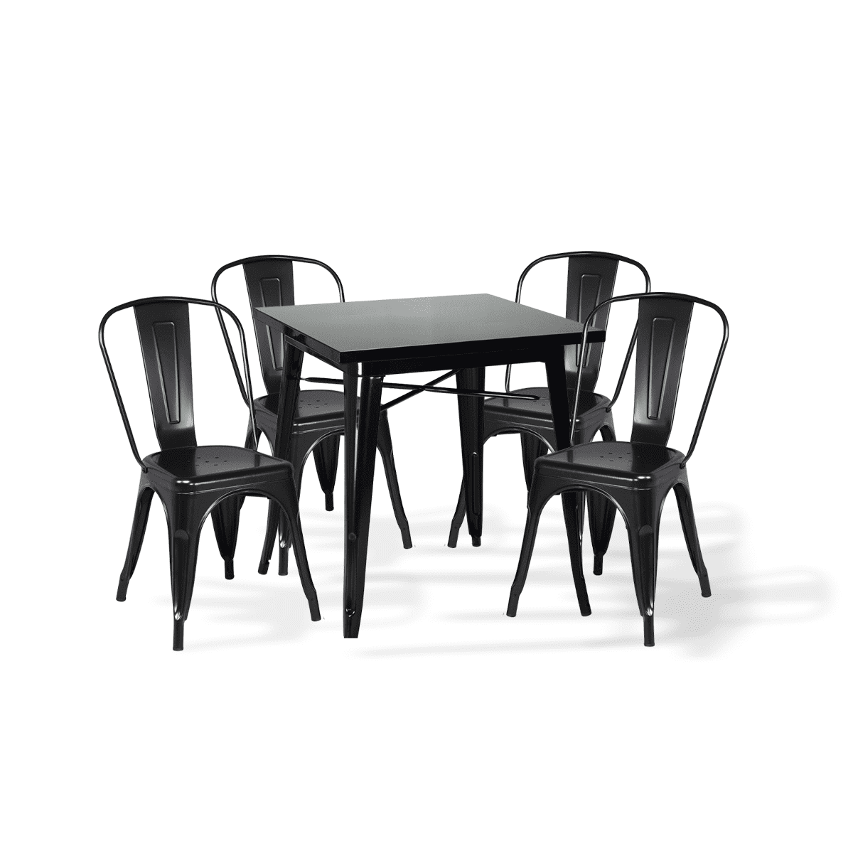 Klik Muebles - Comedor Mesa Tolix 80x80cm + 4 Sillas Tolix Negras