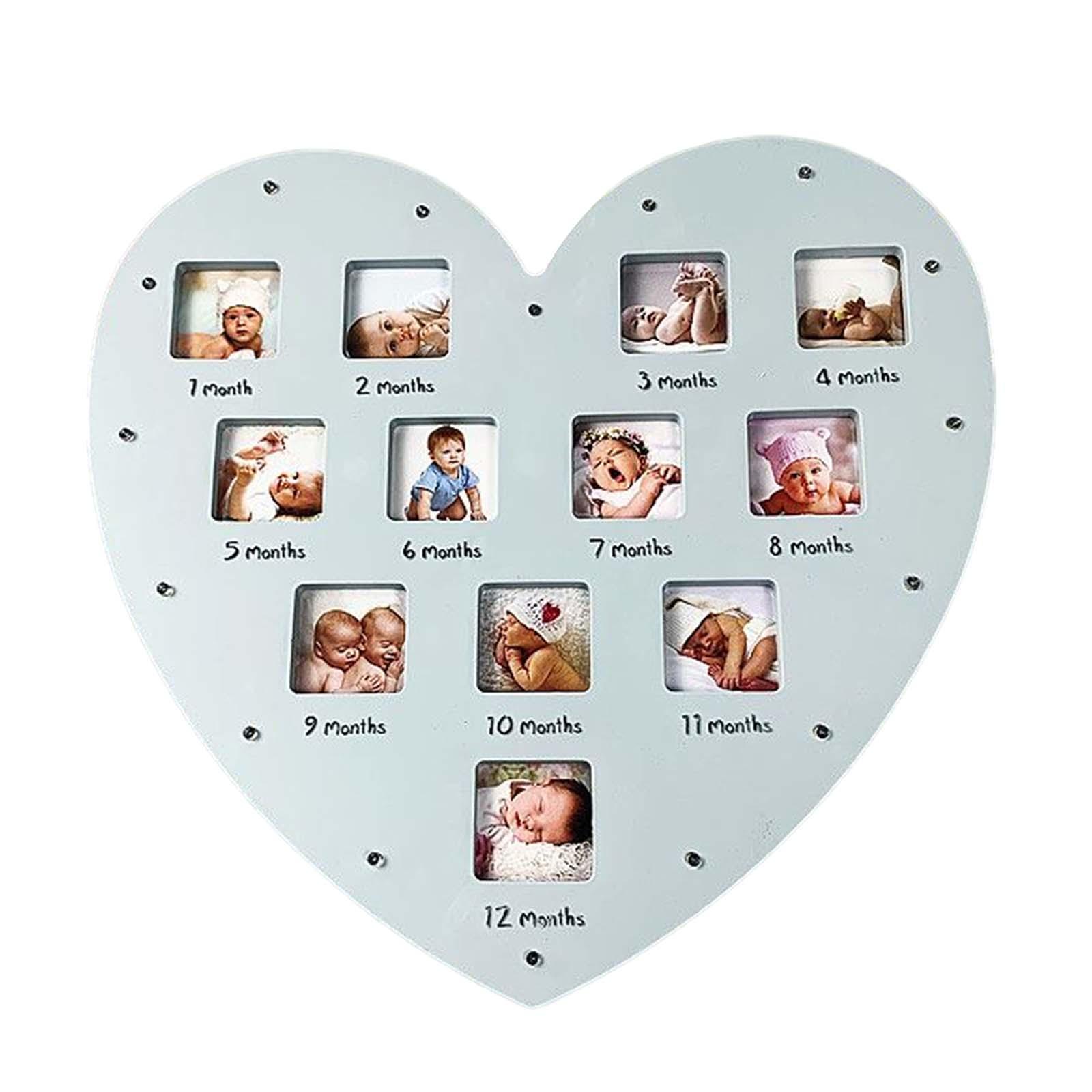 Magideal - Marco De Primer Año De Bebé Marco De , Marco De Collage Brillante Con Luz Para Álbumes De Fotografías De Recién Nacidos Para Bebés Recuerdos Azul