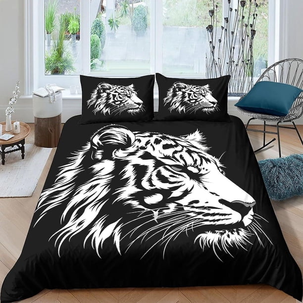 Funda nórdica con estampado de tigre para niños y niñas, funda de edredón con estampado 3D de animales, incluye fundas de almohada y cierre de cremallera. Suave microfibra.