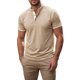 thumbnail image 1 of INSPIRE CHIC Camisetas Henley de Hombre de Manga Corta Casual con Ribete en Contraste XL Beige, 1 of 6