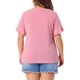 thumbnail image 3 of Agnes Orinda Camisetas de Mujer Tallas Grandes Cuello Redondo Volante Manga Corta Camisetas Casual Verano Blusa 3X Rosa, 3 of 5