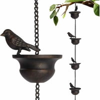 Xusx111 - Cadena De Lluvia De Aves Móviles Para Canaletas Con Colgante Adjunta, Adaptador De Canaleta De Bronce Oscuro, Perfecto Para Lluvias Fuertes, Decoración Interior / Exterior