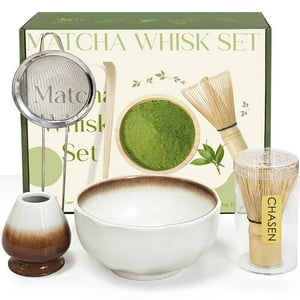 Juego Completo De Batidores Matcha Cowcowcow Con Cuenco, Colador Y Cuchara