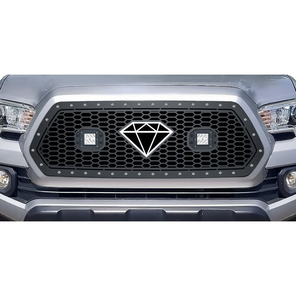 Parrilla Apg Honeycomb Style Negra Con Luces Led Para [marca]