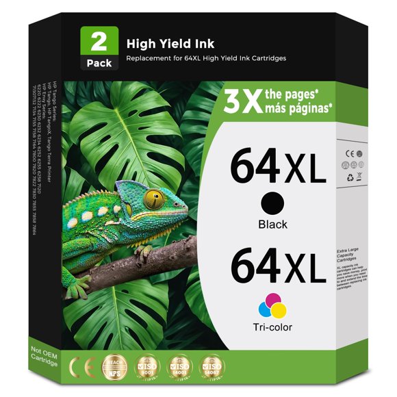Cartuchos de Tinta ReliInk 64XL Negro y Tricolor Combo