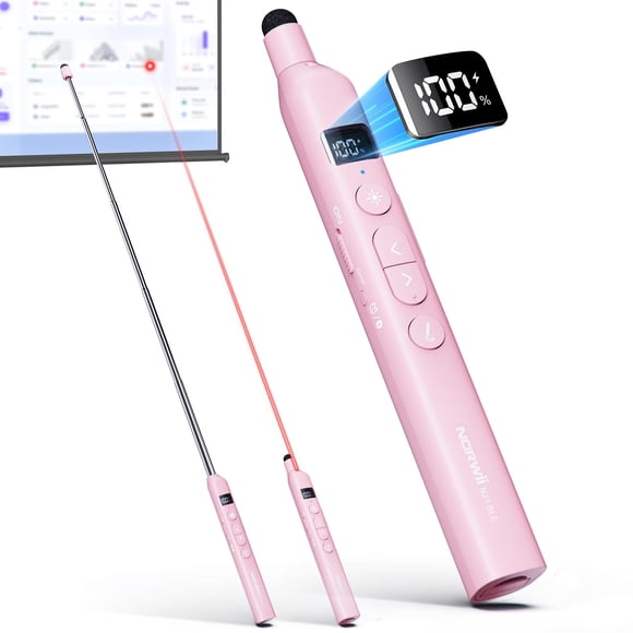 Presentador Bluetooth Norwii N21 con puntero telescópico de 65 cm, rosa